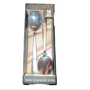 Farberware 10 Azalea Dinner Spoons NIB Fine Stainless Steel